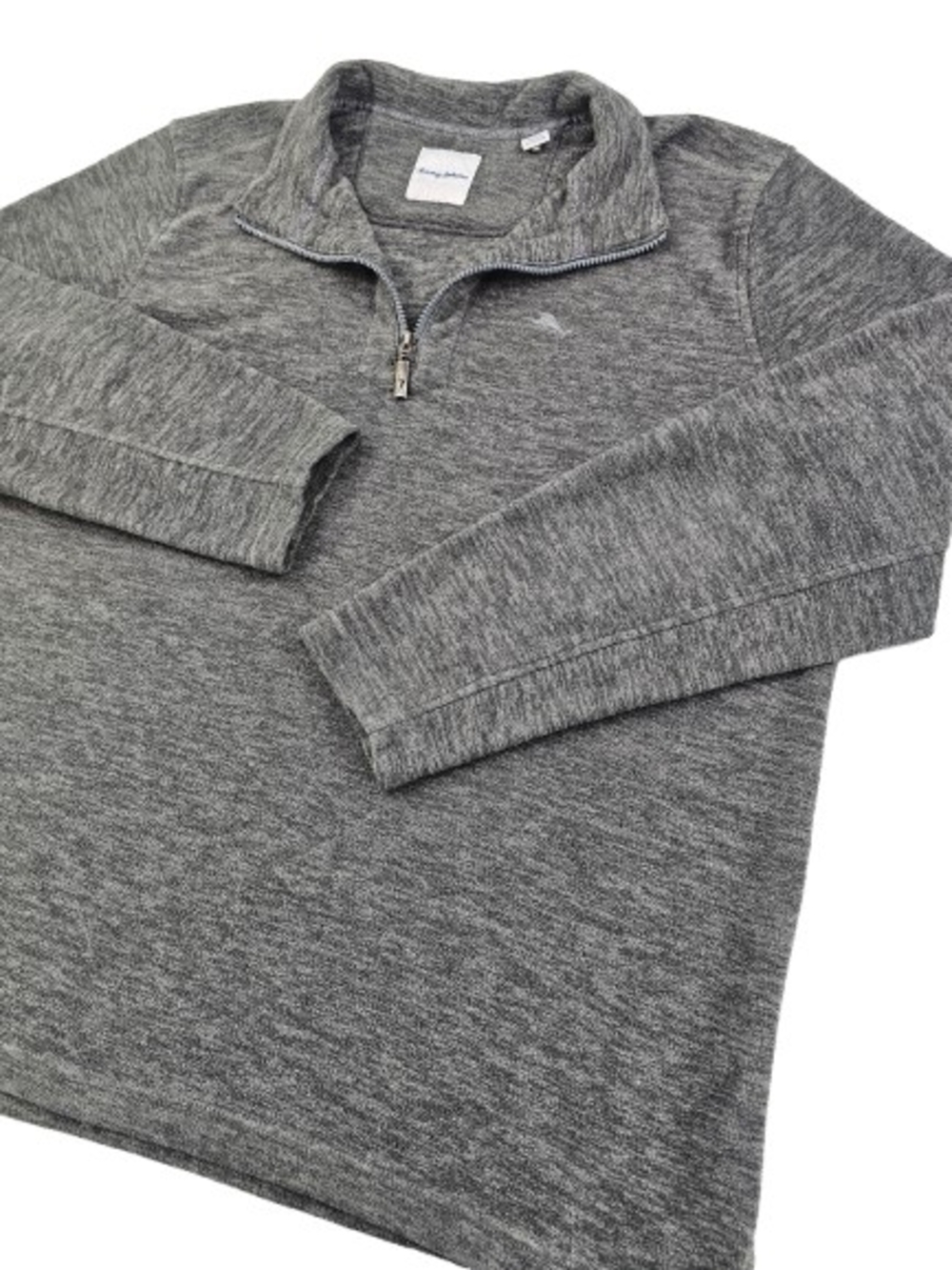 Tommy Bahama Fleece Quarter Zip Men's XLT Heather Grey‎ Pullover Logo Match Cozy